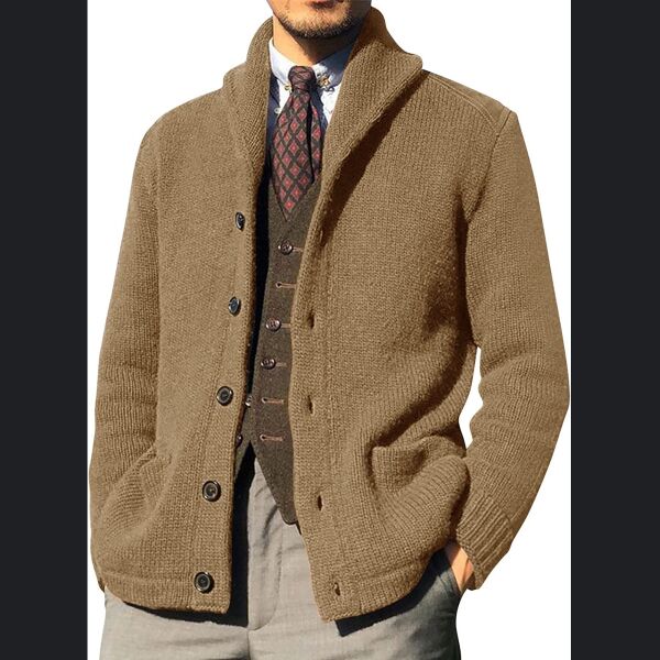 Runcati Mens Shawl Collar Cardigan Sweaters Button Down Thumbnail