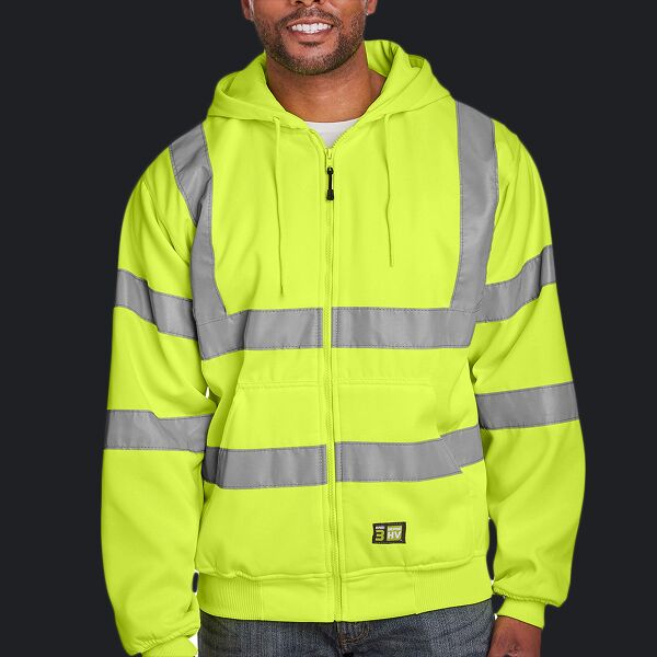 Men's Berne Hi-Vis Class 3 Lined Hooded Sweatshirt Thumbnail