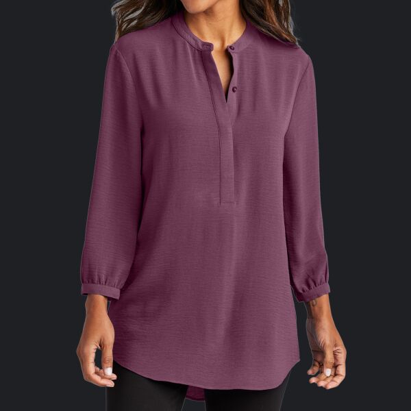 Ladies 3/4 Sleeve Textured Crepe Tunic Thumbnail