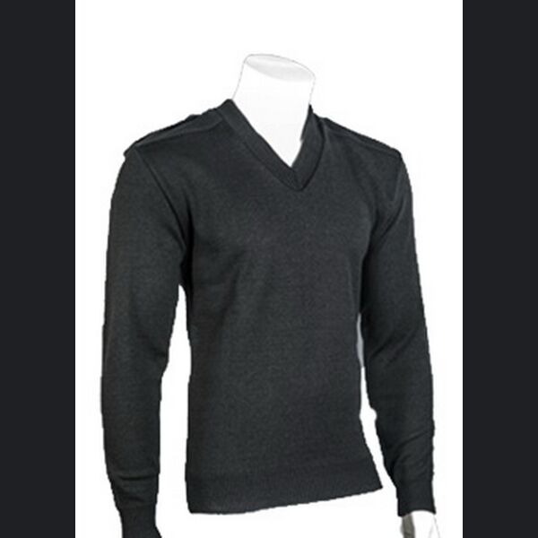 Cobmex V-neck, military sweater with Velcro epaulets Thumbnail