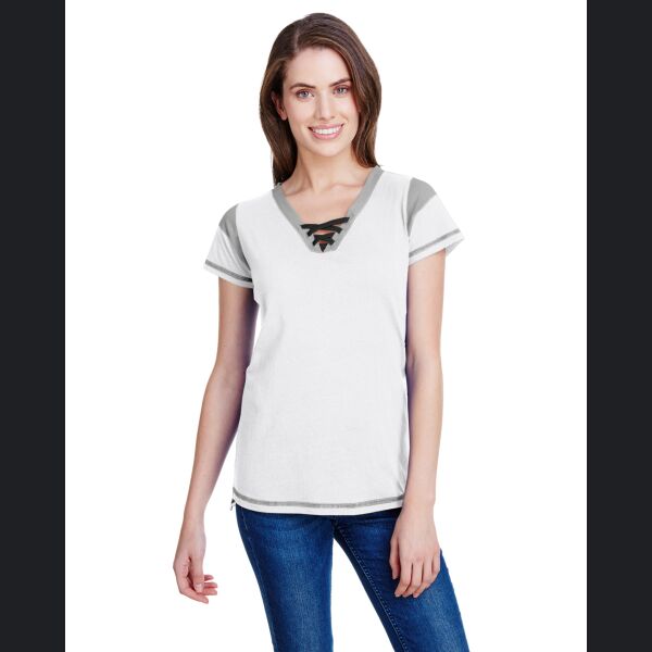 LAT Ladies' Gameday Lace Up T-Shirt Thumbnail