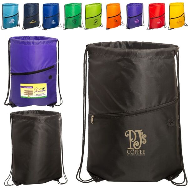 INCLINE DRAWSTRING BACKPACK WITH ZIPPER Thumbnail