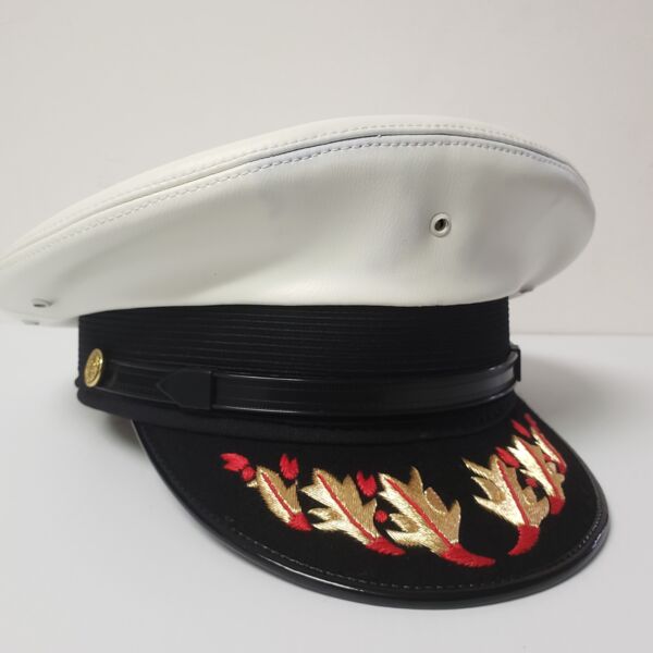 Bayly6FlamesWhiteLeatheretteMilitaryAirCap Thumbnail