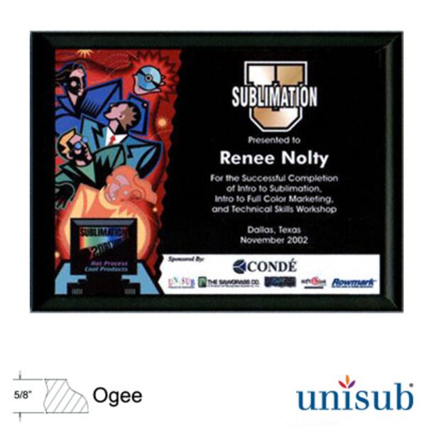 Unisub Sublimation Blank MDF Plaque 7x8 Black Ogee Edge Thumbnail